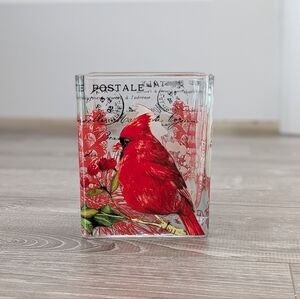 Teleflora Cardinal Glass Vase | Christmas Bird Holiday Decor